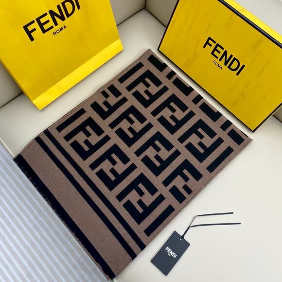 Fendi Black and Gold Patterned Scarf - Picture 3 of 9